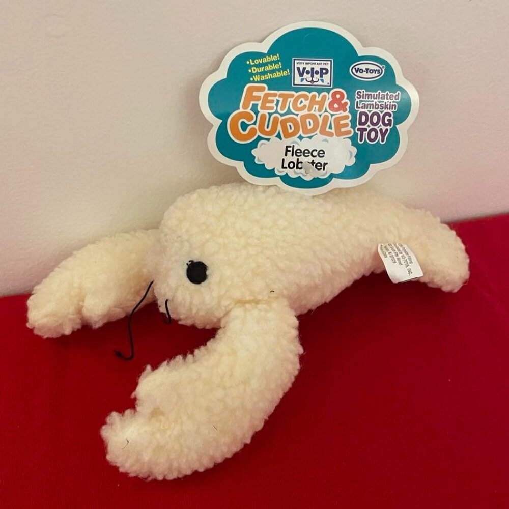 Dog Toy: Fetch and Cuddle Squeaky Fleece Lobster